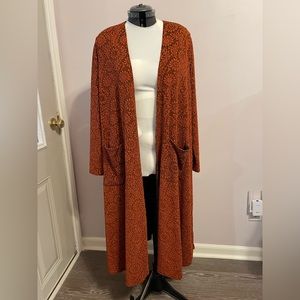 Orange jacquard longline Cardigan